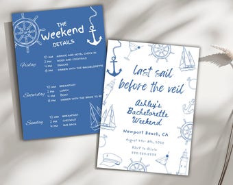 Nautical Bachelorette Invitation: Last Sail Before the Veil (Digital Invite)