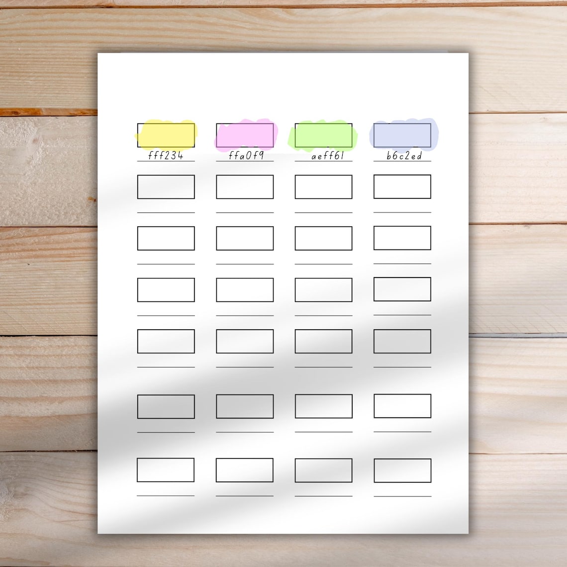 Marker Swatch Template Printable PDF, 6 Versions, Art Supply Color Chart, Pen and Marker ...