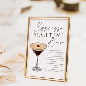 Espresso Martini Bar Menu Sign: Editable Cocktail Party Decor (Canva Template)
