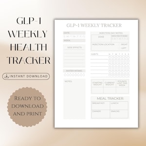GLP-1 Wöchentlicher Spritzen-Tracker: Medikamente & Gewichtsabnahme-Tracker (PDF)