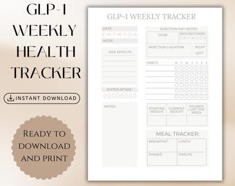 glp 1 weekly injection GLP-1 Weekly Injection Tracker: Medication & Weight Loss Log (digital  Download)