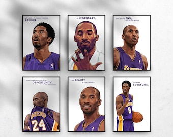 Paquete de arte mural «Mentalidad Mamba» – Más de 30 pósteres motivacionales de Kobe Bryant / Descarga digital imprimible únicamente