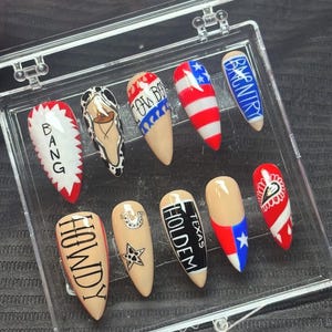 Cowboy Carter Press-on Nail — concert, French tip, jeans, Levi’s jeans
