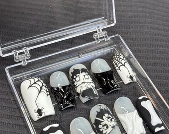 Betty Boop Press On Nails | Halloween Skeleton Nail Art