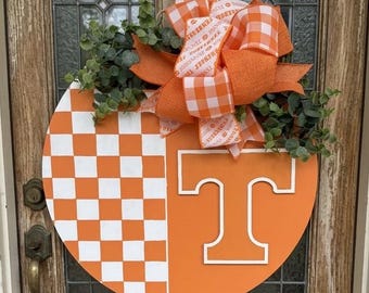 University of Tennessee Door Hanger | Vols Laser Cut Orange White Sign