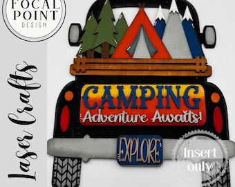 Camping Add-On | Interchangeable Truck, Pallet, Breadboard Insert | Adventure Tiered Tray Decor | Farmhouse Camper Sign