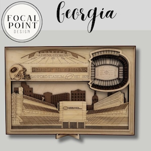 Sanford Stadium Laser Engraved Art: University of Georgia Football Decor