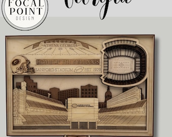 Sanford Stadium Laser Engraved Art: University of Georgia Football Decor