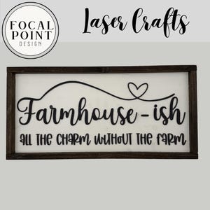 Farmhouse-ish Wooden Sign – “All the Charm Without the Farm” | Rustic Modern Wall Decor | Funny Farmhouse Sign | Country Chic Home Art