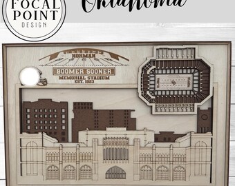 Oklahoma Sooners Layered Laser Engraved Stadium Wall Art