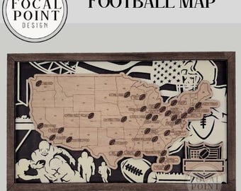 Personalized Wooden Football Stadium Map | Laser-Engraved Pro Sports Fan Gift