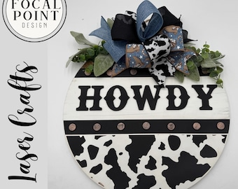 Howdy Welcome Door Sign | Western Farmhouse Decor, 18”