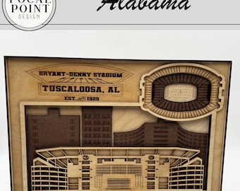 Bryant-Denny Stadium Holzkunstwerk: Alabama Crimson Tide Laser graviert