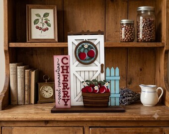 Sweet Summertime Cherry Interchangeable Barn Door Decor Insert