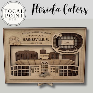 Florida Gators Stadium Layered Laser Engraved Wall Art | Ben Hill Griffin Stadium | UF Football Decor | University of Florida Gift