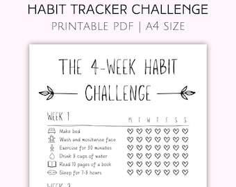 4-Week Self-Care Habit Challenge Tracker | Aesthetic Printable PDF | Monthly Habit Tracker | Printable Habit Tracker | Exercise Tracker