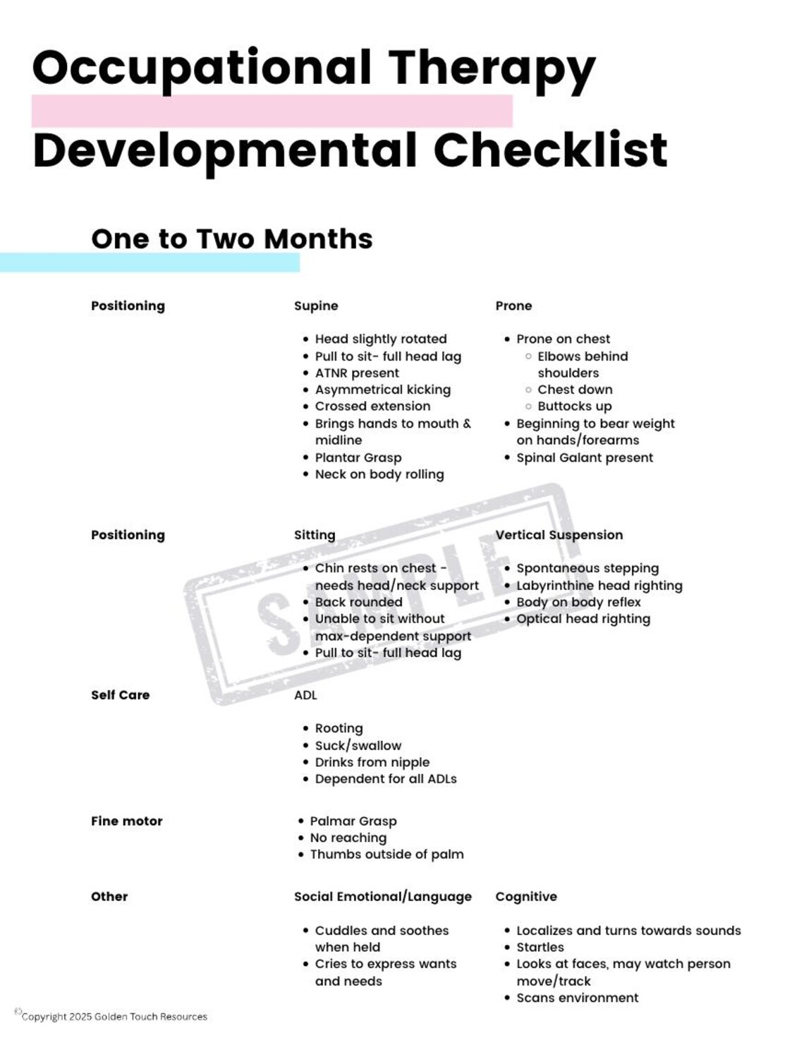 Occupational Therapy Developmental Milestones PDF Printable Evaluation ...