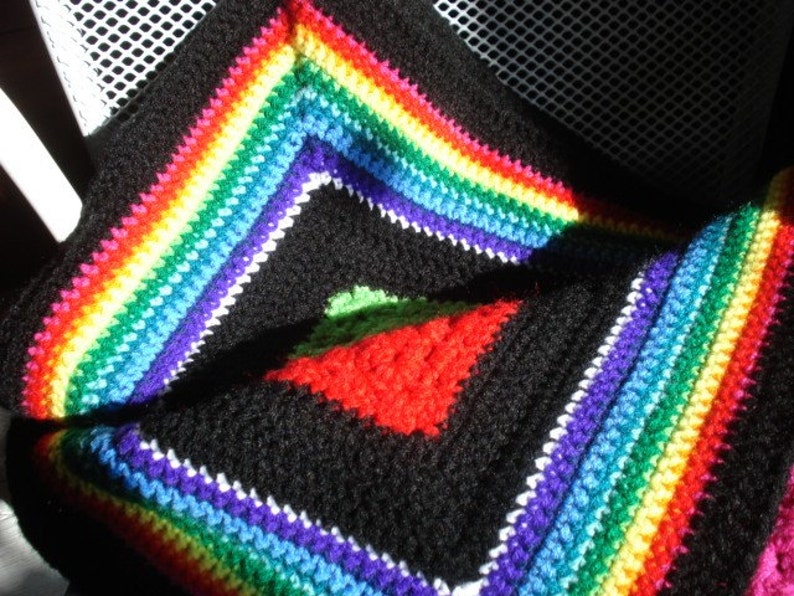 Color Block Granny Squares Afghan Etsy