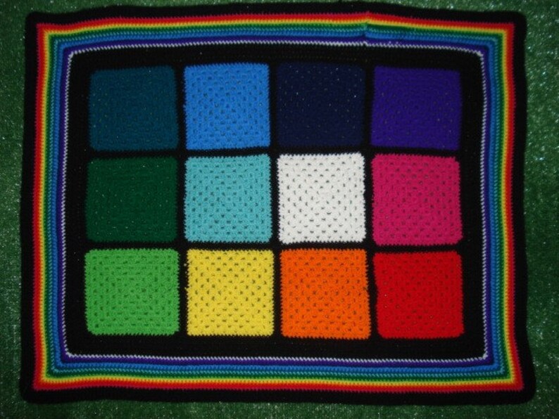 Color Block Granny Squares Afghan Etsy