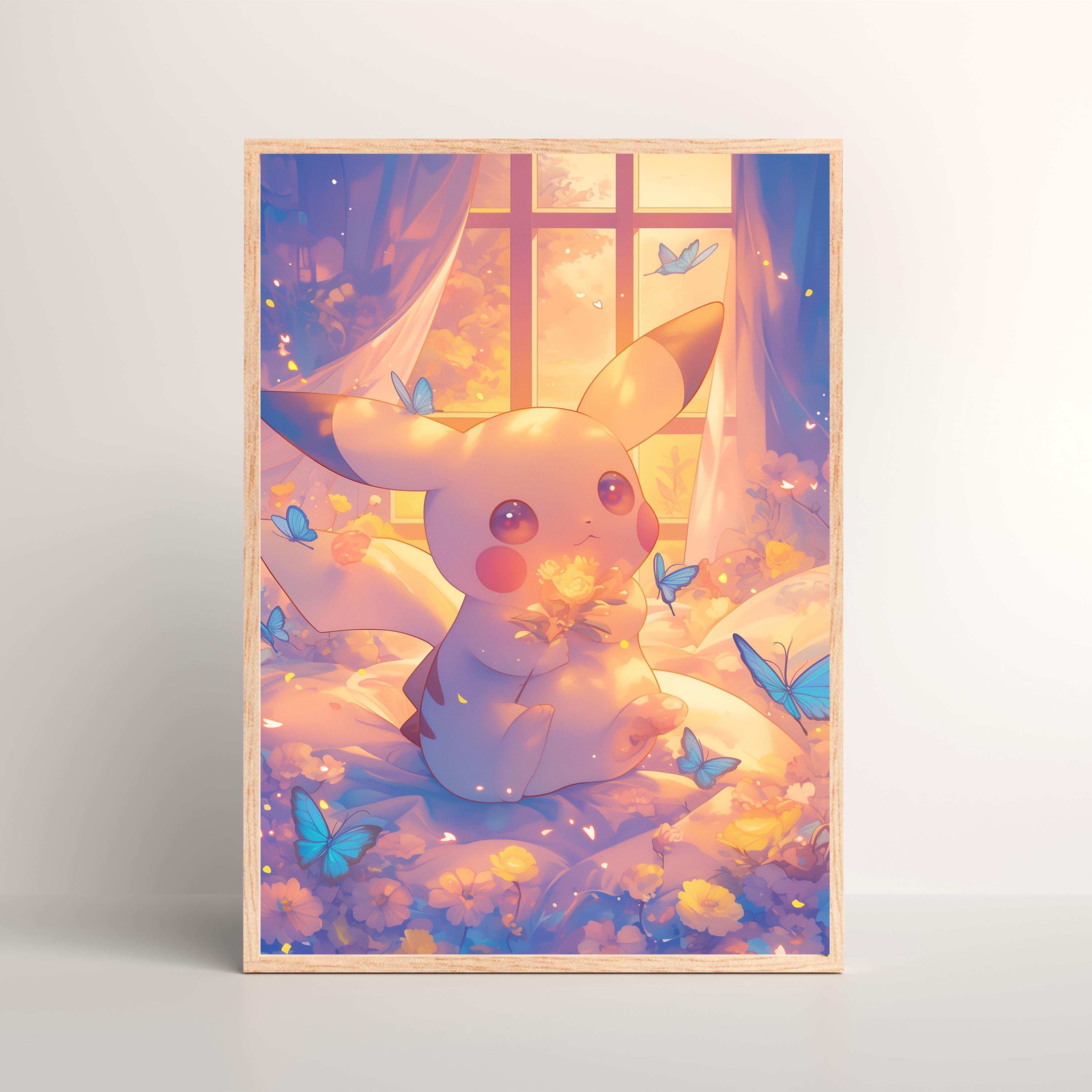 ピカチュウ パステルアートプリント – 子供部屋用かわいいポケモン