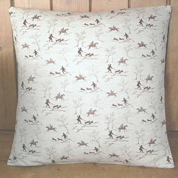 Hunting Scene Cushion / Throw Pillow Cover - UK Designer Emily Bond Linen - Horse and Hound Equestrian Country Decor - Countryside - 18 x 18