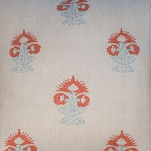 Kate Forman Iona Orange Cushion Cover, UK Designer Linen, Indian Block Print Design, 16 x 16 image 3