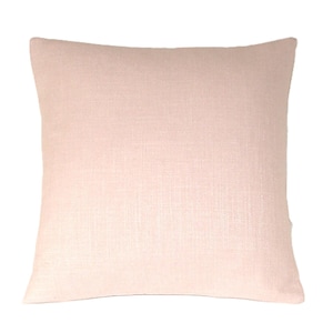 Plain Rose Blush Pink Cushion Cover, Herringbone Weave Linen Blend, Both Sides, UK Designer, Reversible Pastel Pink Pillow, 16 x 16