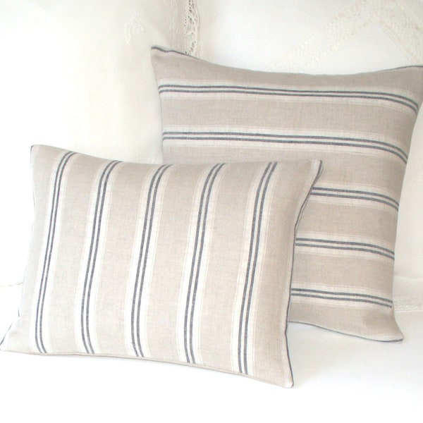 Anderson Square Cushion Cover in Natural Stripe