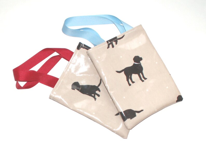 Dog Bag Mini Kids Childs Tote Bag in Labrador Dog PVC Oilcloth Dogs and Dots Gift Bag Mini Shopper