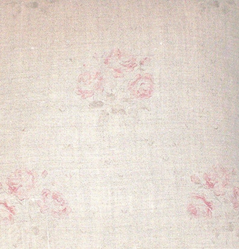 16 x 16 UK Designer Linen Bunches of Soft Pink Roses Kate Forman Kitty Cushion Throw Pillow Cover Vintage Style Cottage Chic
