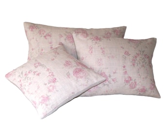 Kate Forman Amelia Cushion Cover - UK Designer linen - Romantic, Beautiful Faded Pink Roses - Garlands  OOP
