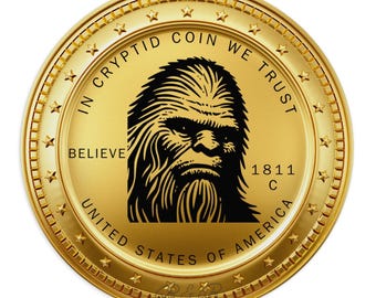 In CRYPTID Coin We Trust-  BIGFOOT Believe 1811 USA Gold Currency 8" Round Computer Mousepad