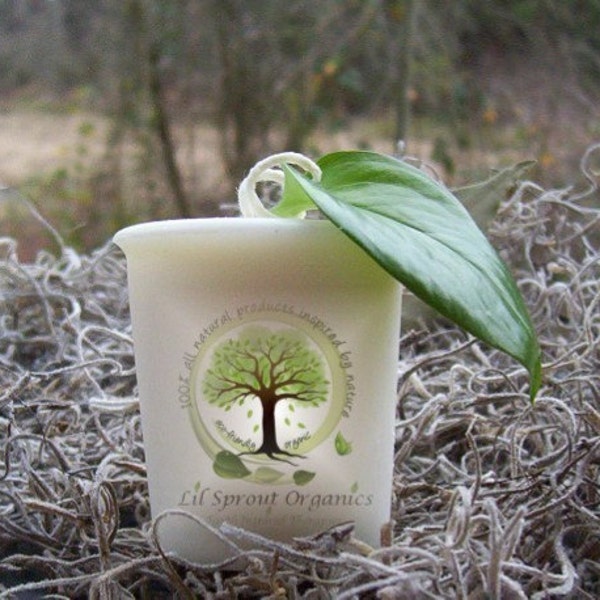 Organic sweet orange cinnamon and vanilla all natural vegan soy votive candle with essential oils.Earth  Aromatherapy