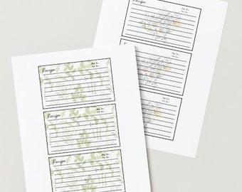 Recipe Cards  3x5 inches - Digital Download