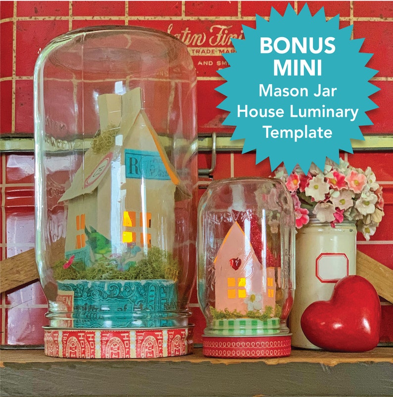 Mason Jar Luminary Paper House Cloche Digital Kit BONUS MINI image 6