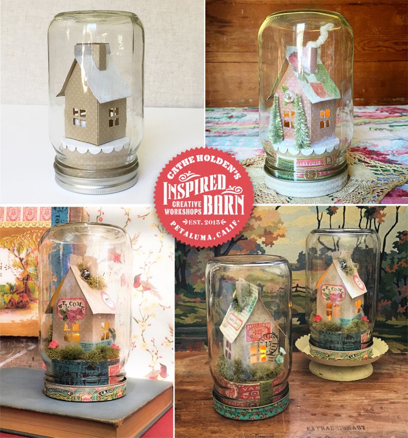 Mason Jar Luminary Paper House Cloche Digital Kit BONUS MINI image 5