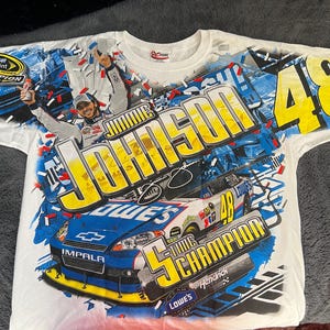 2010 NASCAR Sprint Cup Champion Jimmie Johnson All Over Print T shirt XL