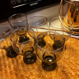 Vintage MCM Smokey Glass Glass Goblets