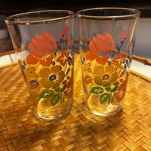 Vintage MCM Floral Juice Glasses