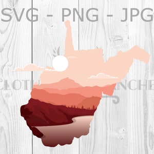West Virginia Landscape State, svg, png, jpg, Sublimation