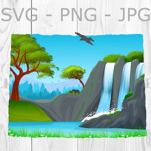 Wyoming State Landscape, svg, png, jpg, Nature Waterfall Sublimation Graphic