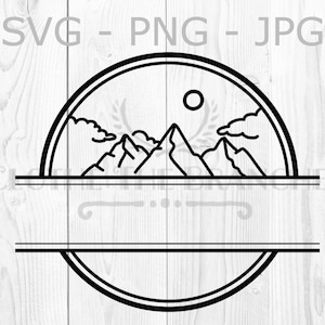 Mountain Circle Monogram Customize Personalize Graphic, svg, png, jpg