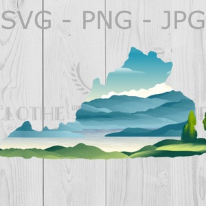 Virginia Landscape State, svg, png, jpg, Blue Ridge Mountain Sublimation Graphic