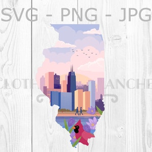 Gráfico del estado del paisaje de Illinois, svg, png, jpg