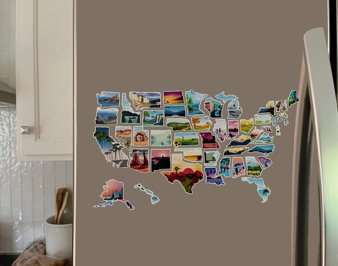 All 50 States Mini Magnet Bundle, Travel Magnet Souvenir Set, Small ...
