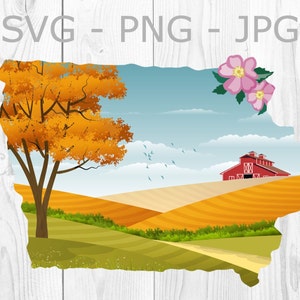 Iowa Landscape State Graphic, svg, png, jpg, Sublimatie