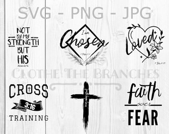 Christian Scripture Bundle svg, Bible Verse png, Faith Over Fear Quote, Faith Hope Love Graphic
