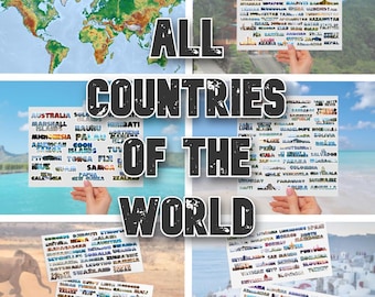 All World Countries Sticker Sheet, Americas, Asia, Europe, Africa, Oceania, Middle East Gift For Travelers, World Adventure Travel Tracker