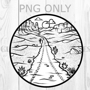 Desert Road Tire Tracks Circle Graphic, solo PNG