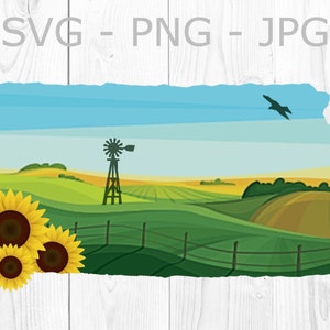 Gráfico do estado da paisagem do Kansas, svg, png, jpg, sublimação